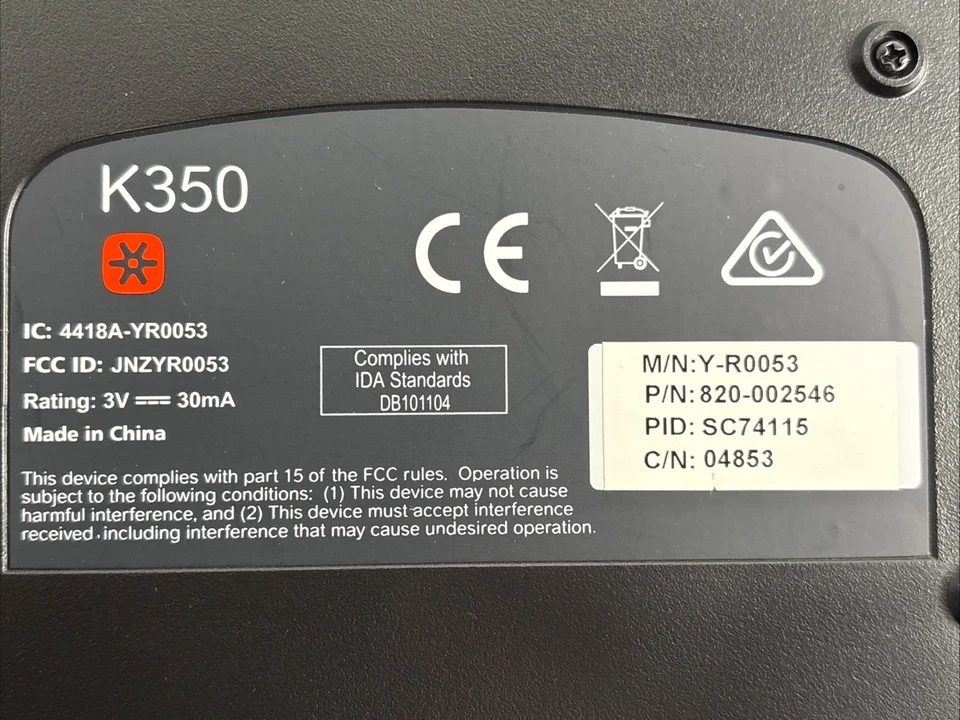 Logitech K350 Wave Keyboard Black NO USB Receiver Dongle No Fade Or Wear - Image 3 of 4