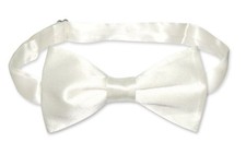 BIAGIO 100 SILK BOWTIE Solid OFF-WHITE IVORY Color Mens Bow Tie for Tux Suit