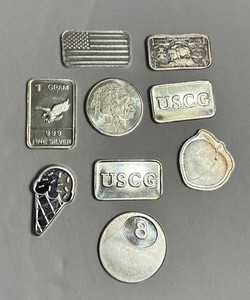 LOT (9) Grams .999 FINE SILVER Bars • Various 1g x 9 =9 grams Total ⭐️