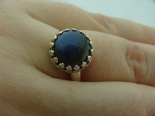 Blue Flash Labradorite Bezel Set Sterling Silver Ring Size 7 or 8 Gift