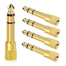 Aqdocvf 5-Pack 3.5mm to 1/4" Adapter, Gold Plated 5Pack, gold-plated