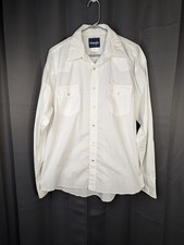 Wranglers Men s Large WESTERN White Dress Shirt Pearl Dome Snaps Cowboy