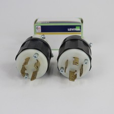 Pair of Leviton 2711 3-Pole 4-Wire Grounding Locking Plugs