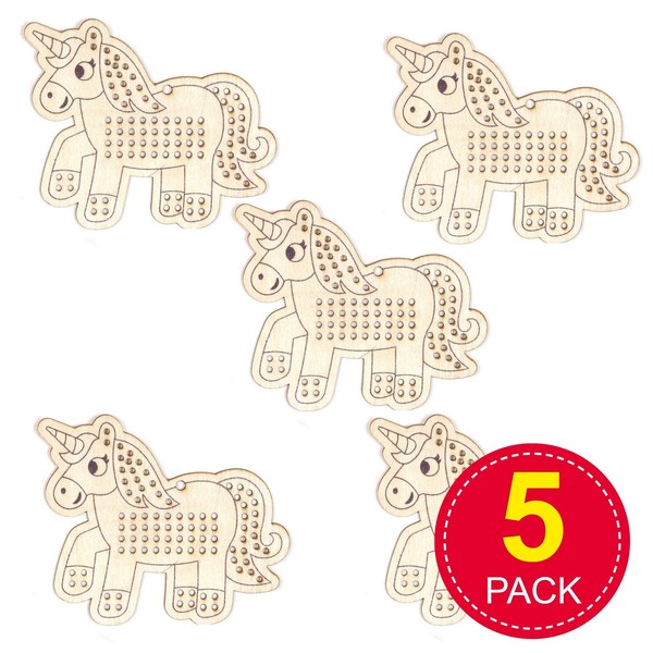 Kreuzstich-Einhorn-Deko-Set Holz 5Er Pack Bastelset FüR Kinder Baker Ross-image