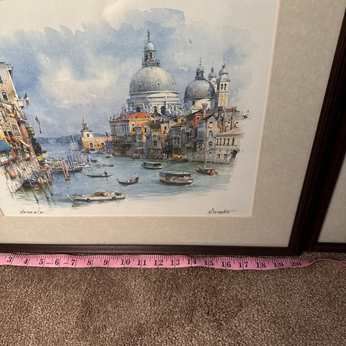Lot x2 Vintage Detlev Nitschke Framed Signed Prints Venezia