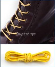 Yellow 120cm Round Wax Waxed Cotton Shoe Work Boot Cord Dress Laces 40" 5/6 Eyes