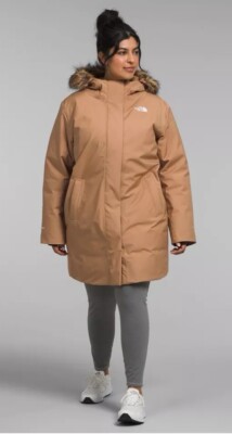 Womens The North Face Arctic Parka Down Waterproof Winter Jacket Almond Brown 1X