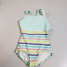 Hanna Andersson girls Multicolor Striped Crossback One Piece Swimwear Size 90