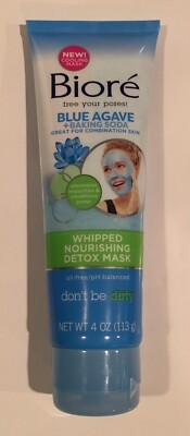 NEW Biore Blue Agave & Baking Soda Whipped Nourishing Detox Mask 4 Oz Ships Free