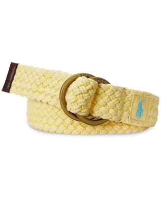 Ralph Lauren White Braided Leather Belt with Gold Hardware Anchor-Buckle Braided Cotton Belt for Men | Ralph Lauren® BR main image 3