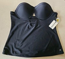 Image of SoulCal Tankini Swim Top Ld73 Sleeveless Black UK 16 XL Padded Cups NEWwithTAGS