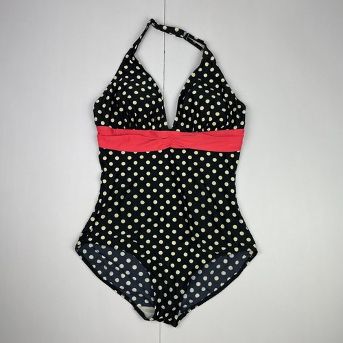 Figleaves Swimming Costume 16 Black Spotted One Piece Womens Swimsuit