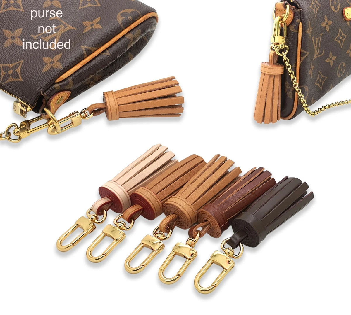 Dressupyourpurse Vachetta Leather Mini Tassel Bag Charm for Mini