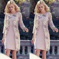 Elegant Mother of the Bride Dresses with Lace Jacket Flowers Wedding Guest