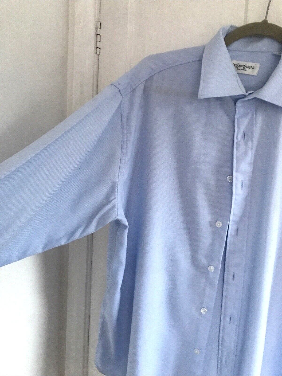 Camicia blu Yves Saint Laurent Pour Homme doppio polsino taglia 42 16 5