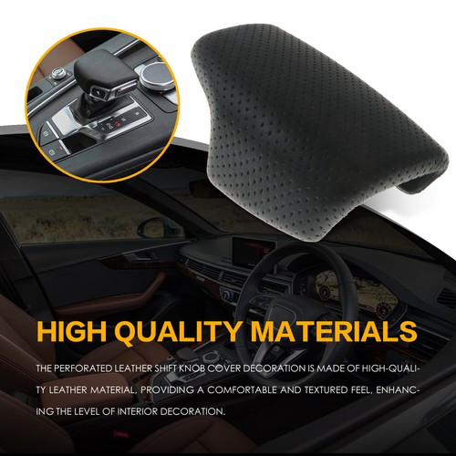 Black Perforated Leather Gear Lever Cover Fit for Audi 2016-2017 A4 S4 Q7 - Picture 2 of 7