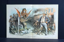 Free Trade Bugaboo 1886 WAY FOR MONOPOLISTS to KEEP WORKERS LOW PAY Puck Print