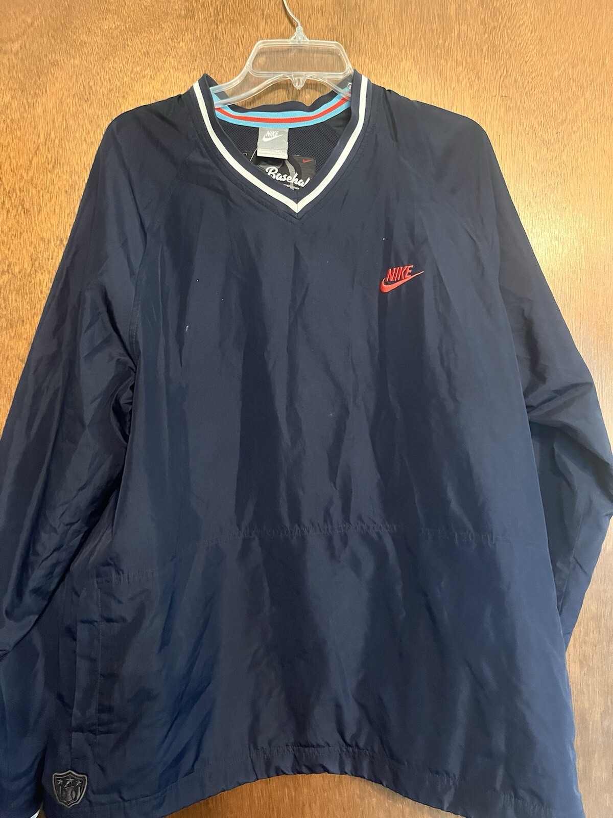 Nike Baseball 72 V-Neck Nylon LS Blue Windbreaker Men's Size XL 207711-451