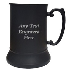 Image of Personalised Black Stainless Steel US 1 Pint Tankard (500ml) Any Text You Want