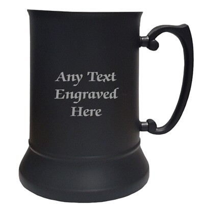 Personalisierter schwarzer Edelstahl US 1 Pint Tankard (500 ml) jeder gewünschte Text