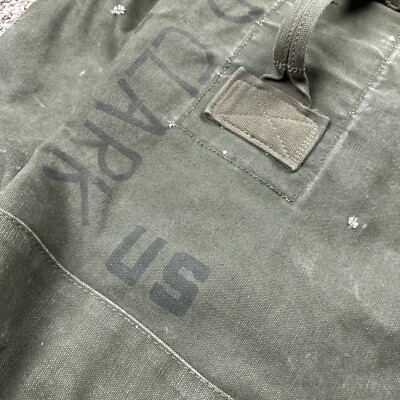 Vintage USAF Faded Green Stencil Named Duffle Bag US Army Military