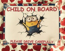 2 X Child On Board Minion Laminated Car Signs