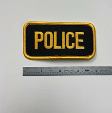 POLICE Embroidered Patch 4x2 - Black with Yellow - Pack of 50 - $1 per piece