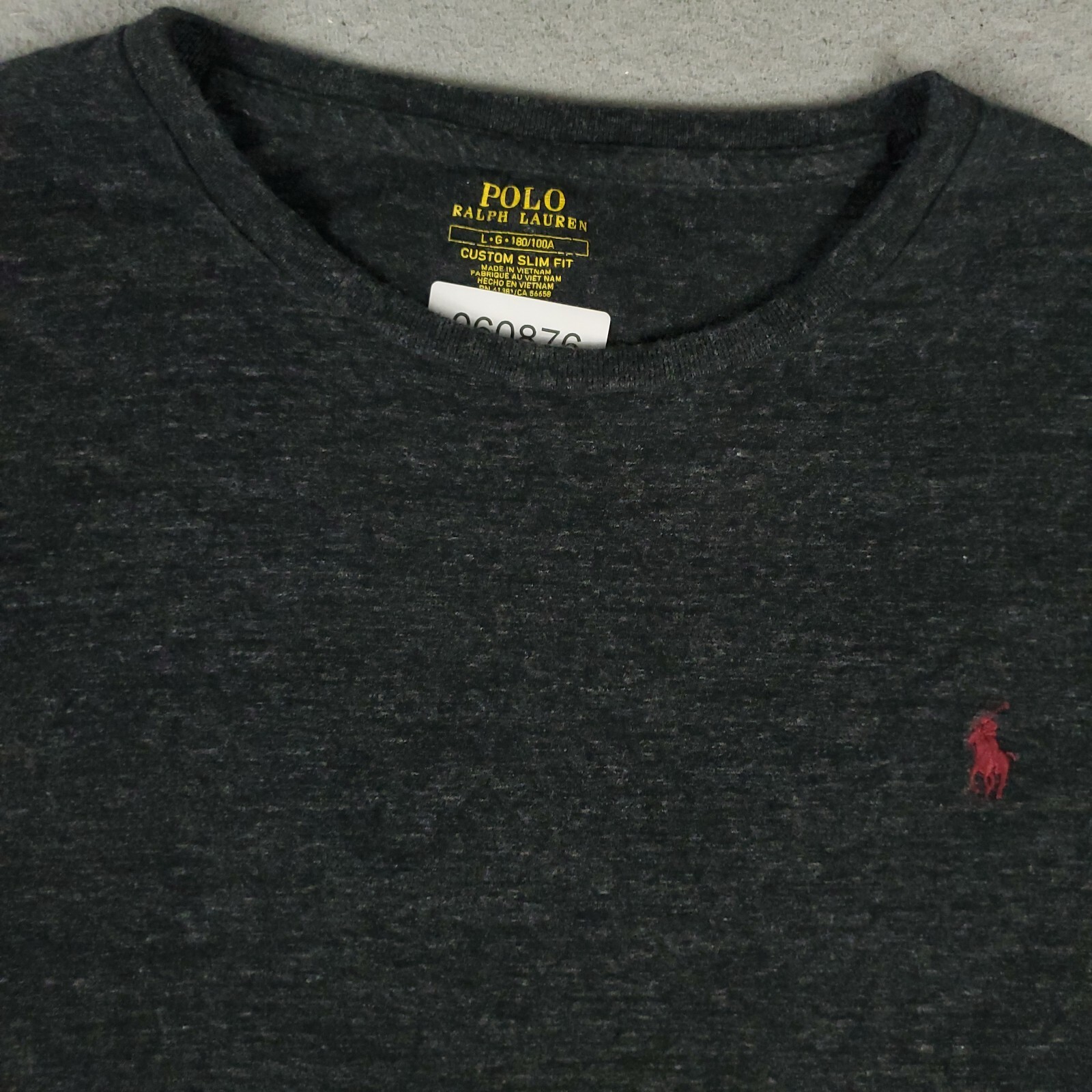 Ralph Lauren T Shirt Uomo Taglia Large Grigio Slim Fit Pony Casual Manica Corta