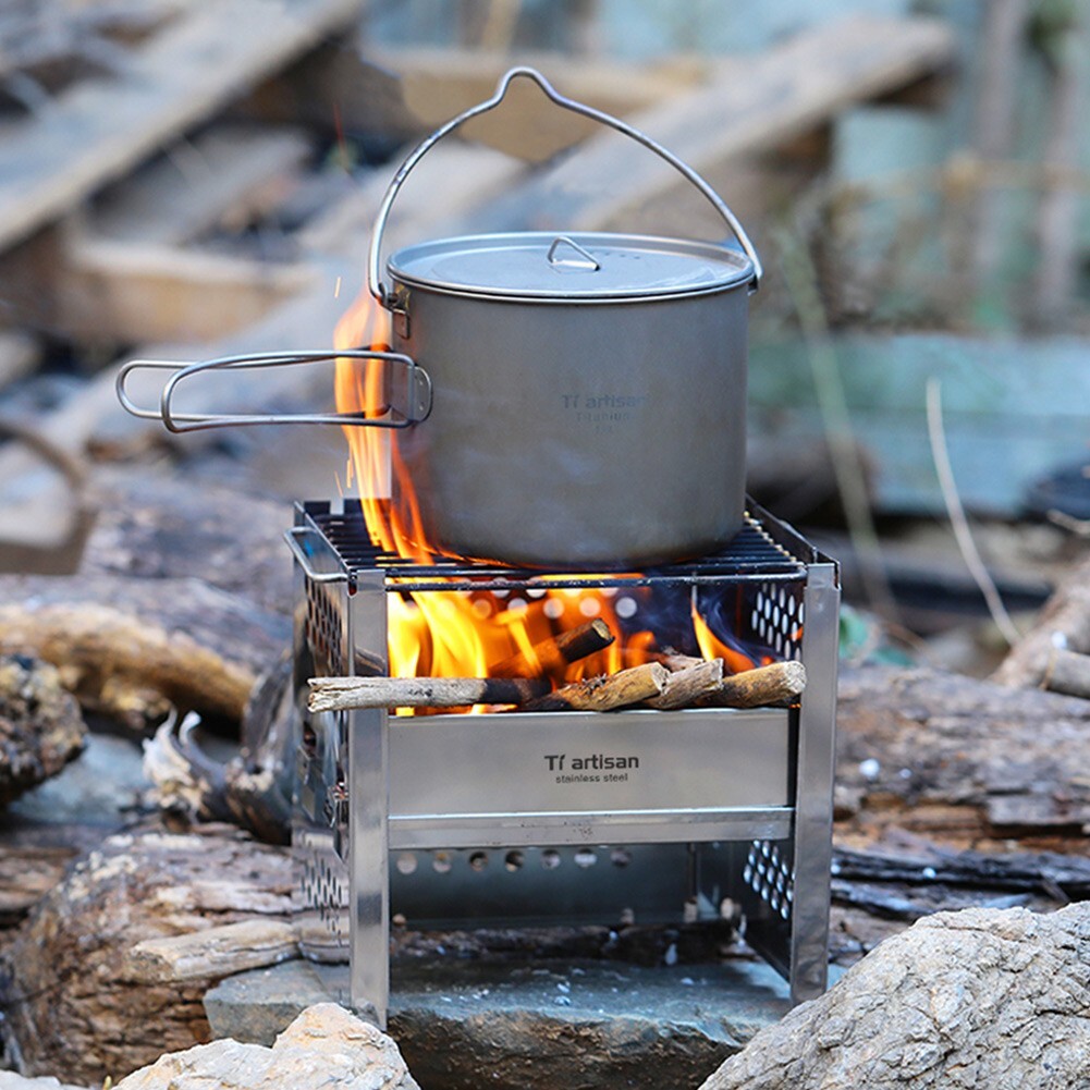 Burning Stove Grill Wood 1Pcs Outdoor Portable Stainless Steel With Pouch |  eBay