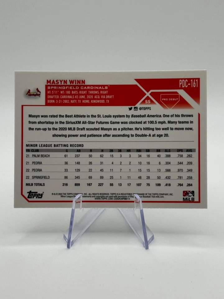 2023 Topps Pro Debut #PDC-161 MASYN WINN | Chrome - Image 2 of 2