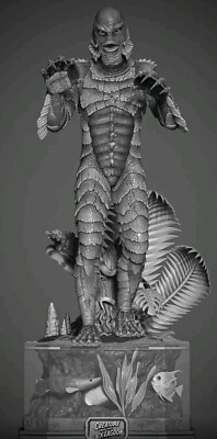 3D gedrucktes Film Creature Of The Blue Lagoon Monster Maßstab 1:16 Modell unbemalt 
