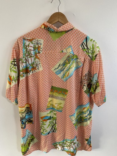 Gitman Bros Shirt Mens Large Multi Button Up USA Rayon Vintage Oriental Chinese - Picture 15 of 18