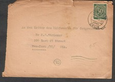 Germany 1947 cover Langlingen uber Celle ritish Zone to Hilfswerks fur Ostpr NY
