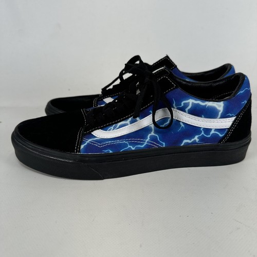 VANS Old Skool Black & Blue Lightning Skate Shoes Men’s sz 8.5 - Picture 2 of 8