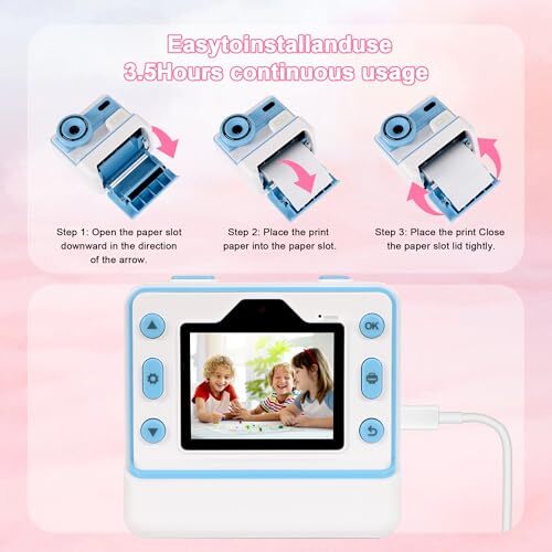 Instant Print Camera for Kids: 48MP Kids Print Camera with 2.4-inch IPS Blue - Picture 6 of 7