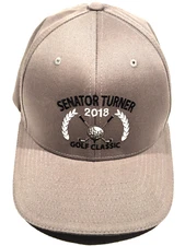 Golf Classic 2018 Senator Turner FLEXFIT Baseball Cap Hat S-M Brown Black WH NEW