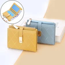 Women Leather Bifold Wallet Small Clutch Slim Credit Card Holder Mini Coin Purse