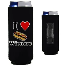I Love Wieners Magnetic Slim Can Coolie; Compatible with Ultra