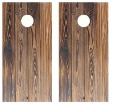 Dark Multi Colored Plank Wood Cornhole Board Wraps FREE LAMINATION 2468