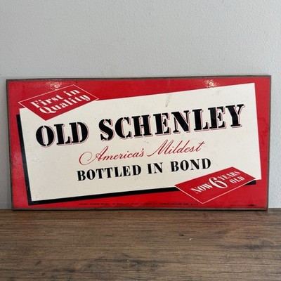 Vintage Old 1930s Schenley Bottled In Bond Whiskey Wood Advertising Sign