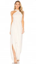Halston Heritage Dress Womens Medium Chalk White Evening Gown Maxi JOJ161764 NWT