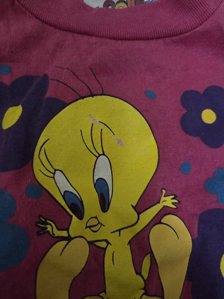 Винтажный 90-х Looney Tunes Tweety птица цветочный футболка верхний леггинсы комплект размер 4T - Изображение 3 из 4