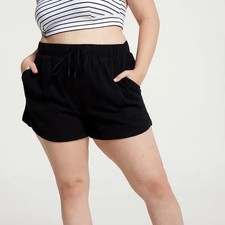 CALIA Women's High Waisted Dolphin Cover up Swim Shorts Pure Black MSRP 44