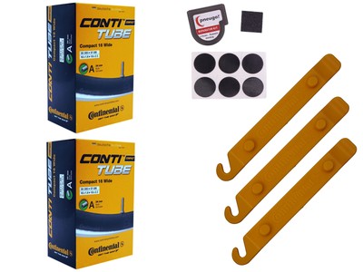 2x Fahrradschlauch Continental 54-305 (16x2.10) AV 34mm Schrader +Reifenheber