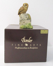 Border Fine Arts Tawny Owl on Milestone + Box + Wooden Plinth - Made in Scotland