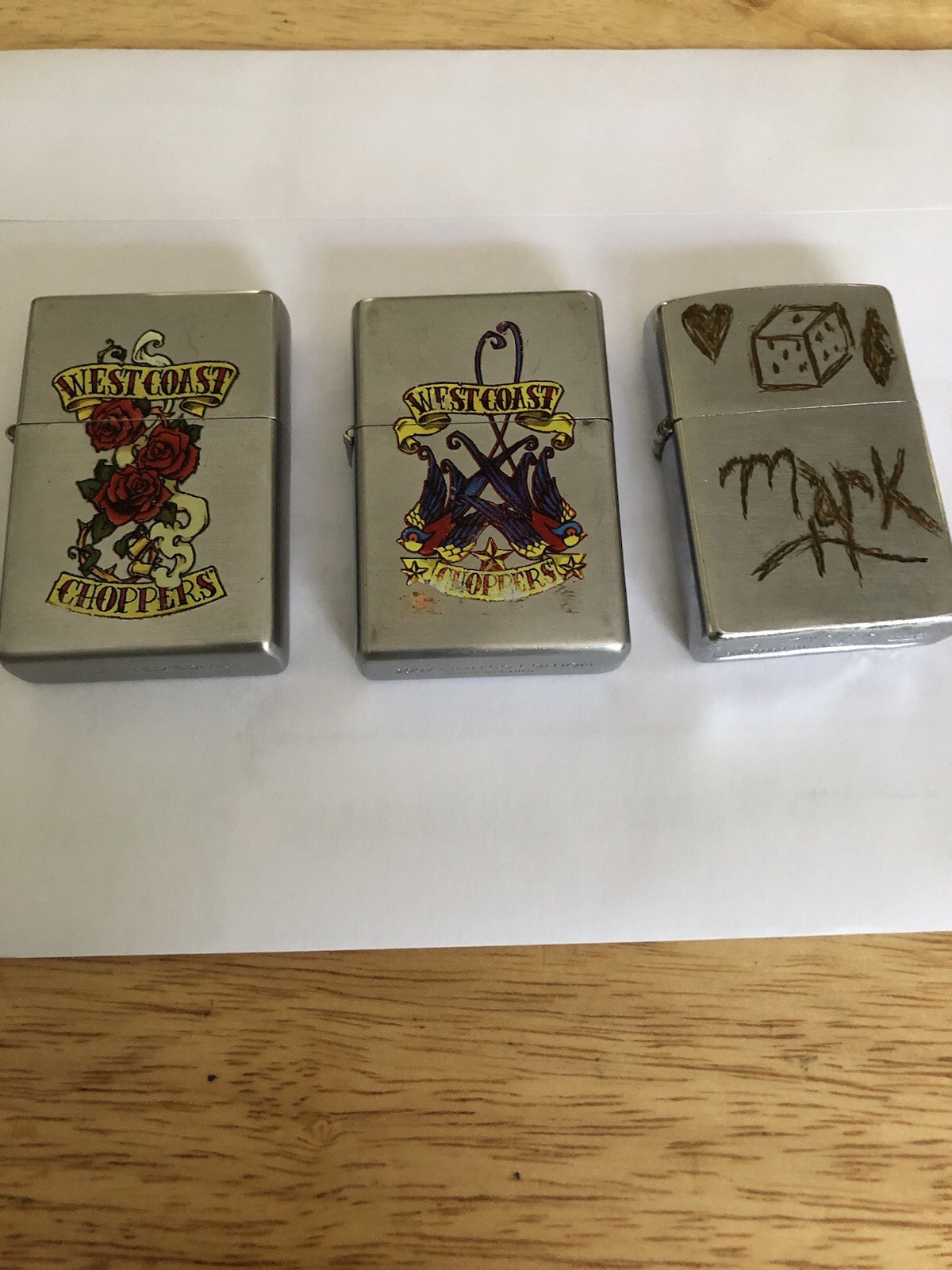 S 2 Are New The Other Is A Older Zippo Lighter With Homemade Carvings
