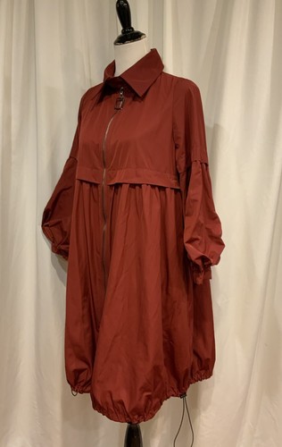 IC Collection Bubble Hem Long Zip Front Jacket, Rust Color, Small - Picture 3 of 8
