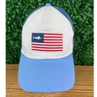 Columbia Sportswear PFG Mesh Snap Back Fish Flag Cap Blue White Fishing Outdoors