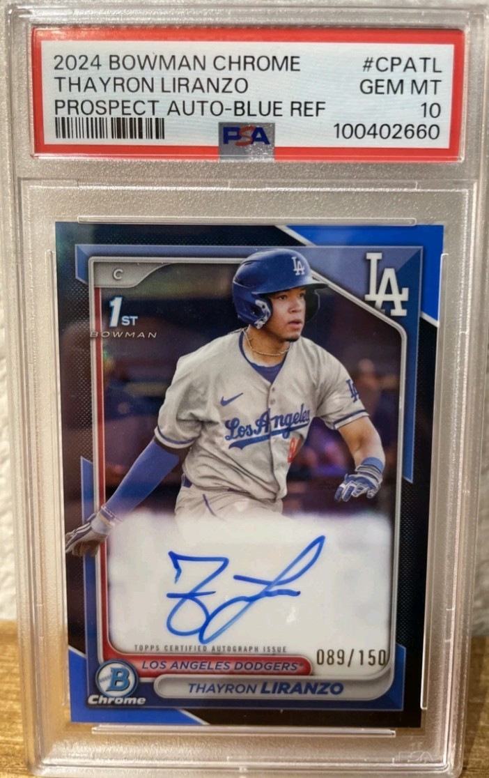 Thayron Liranzo Blue Refractor Auto #150 🔥 2024 Bowman Chrome 1st Auto PSA 10