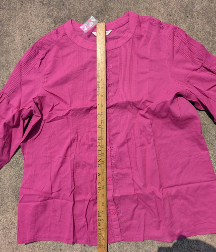Tantrums Woven Boho Tunic Top w/Adj Sleeve Length, Size: L, Color: Fushia - NEW! - Picture 4 of 7